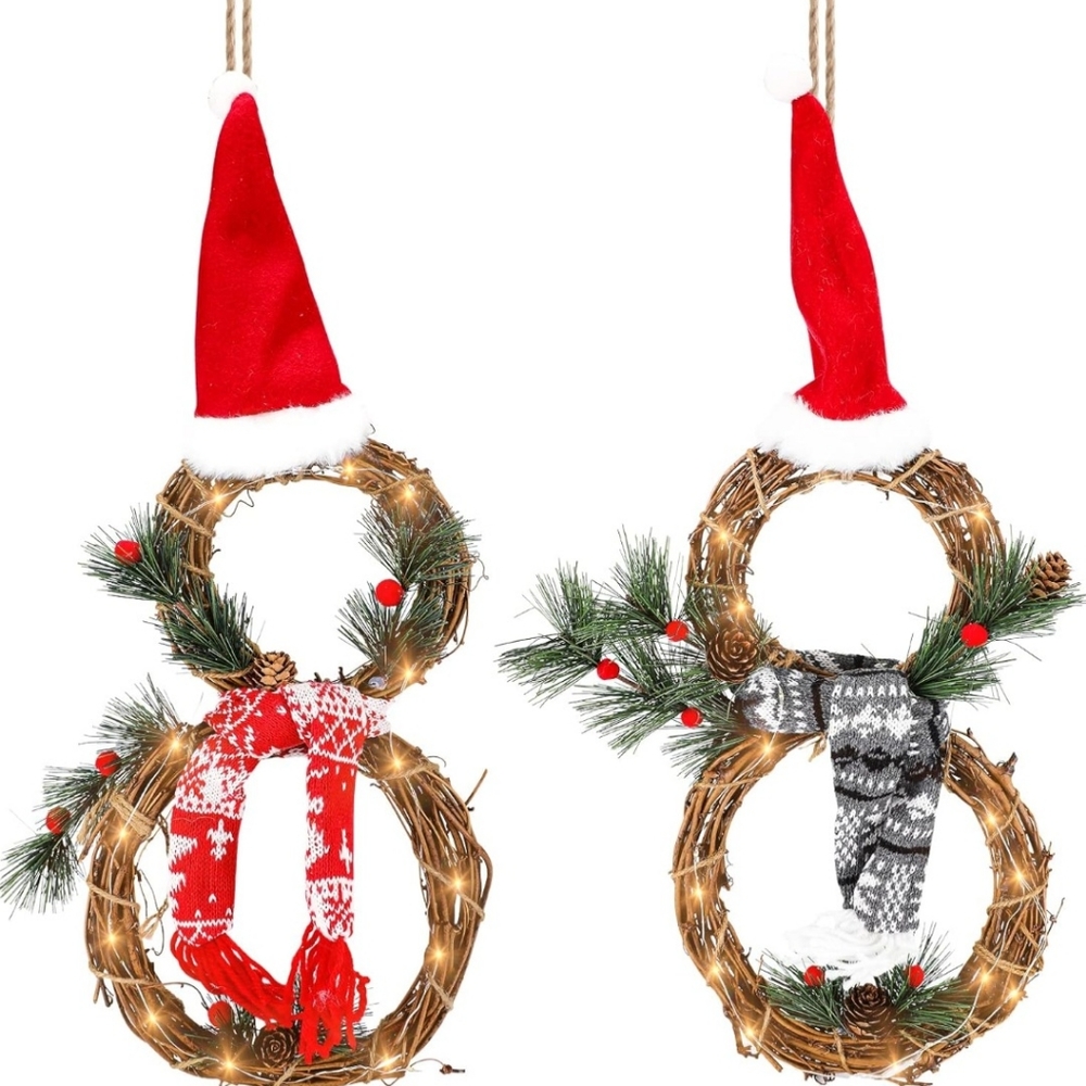 Zotop Lighted Snowmen Wreaths. 2 Wreaths. Brand New in Bag.